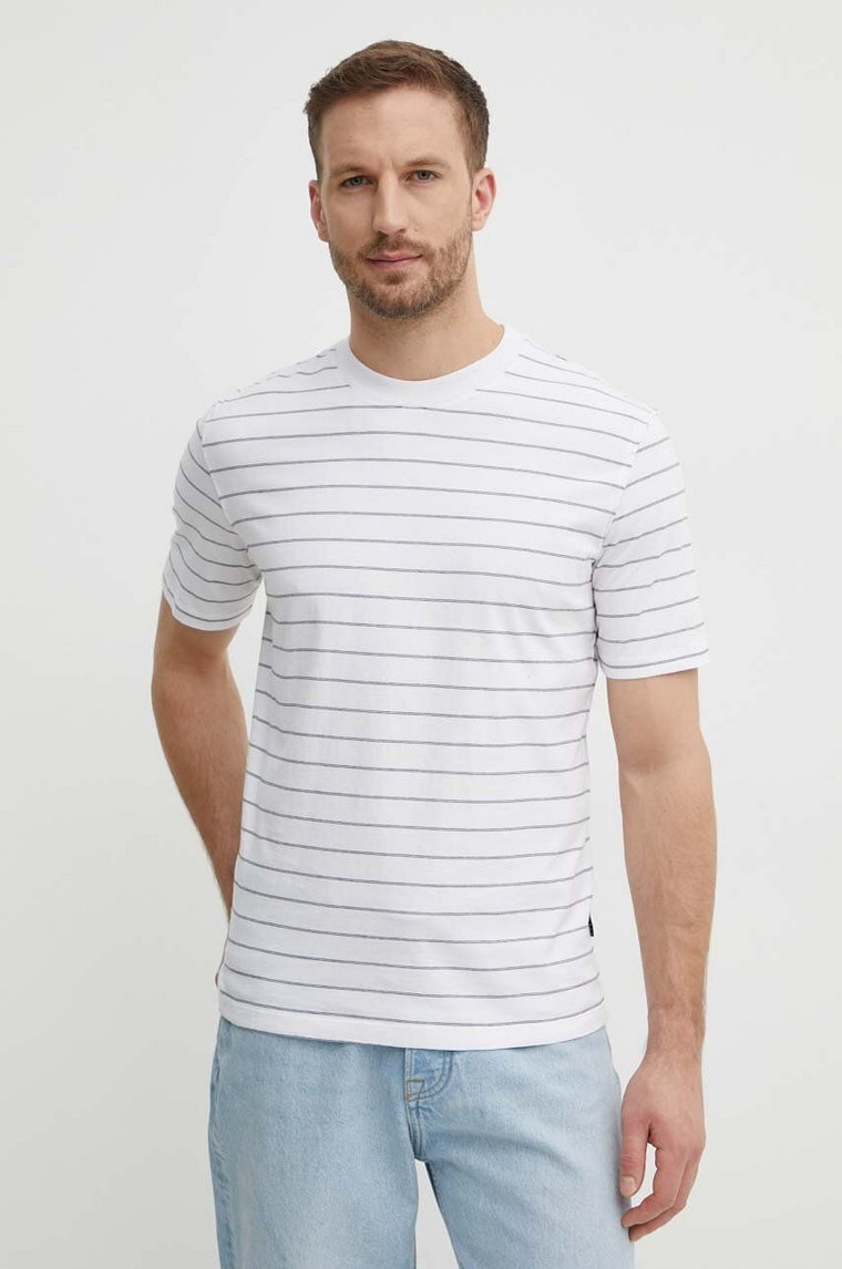 Sisley t-shirt bawełniany męski kolor biały wzorzysty