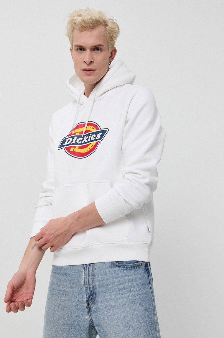 Dickies Bluza męska kolor biały z kapturem z nadrukiem DK0A4XCBWHX-WHITE