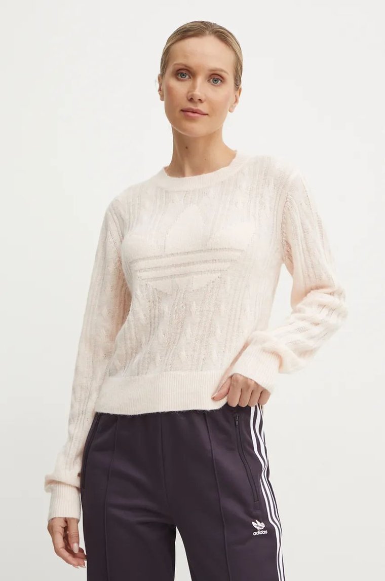 adidas Originals sweter z domieszką wełny damski kolor różowy lekki JN3022