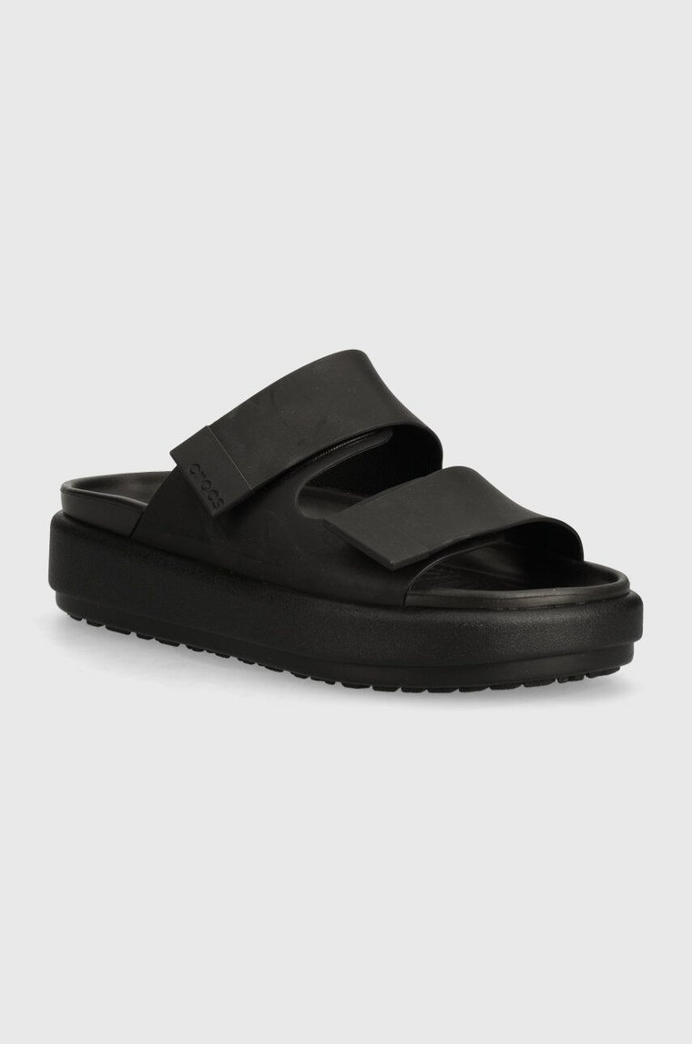 Crocs klapki Brooklyn Luxe Sandal damskie kolor czarny na platformie 209586.060