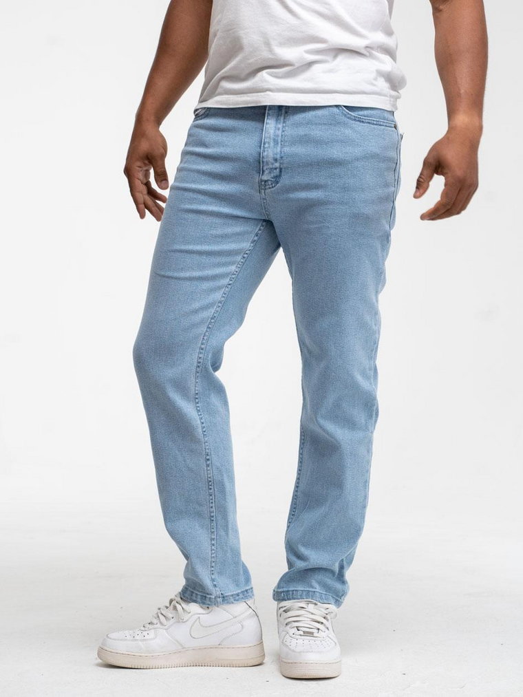 Spodnie Jeansowe Regular Męskie Jasne Niebieskie Prosto Pocklog