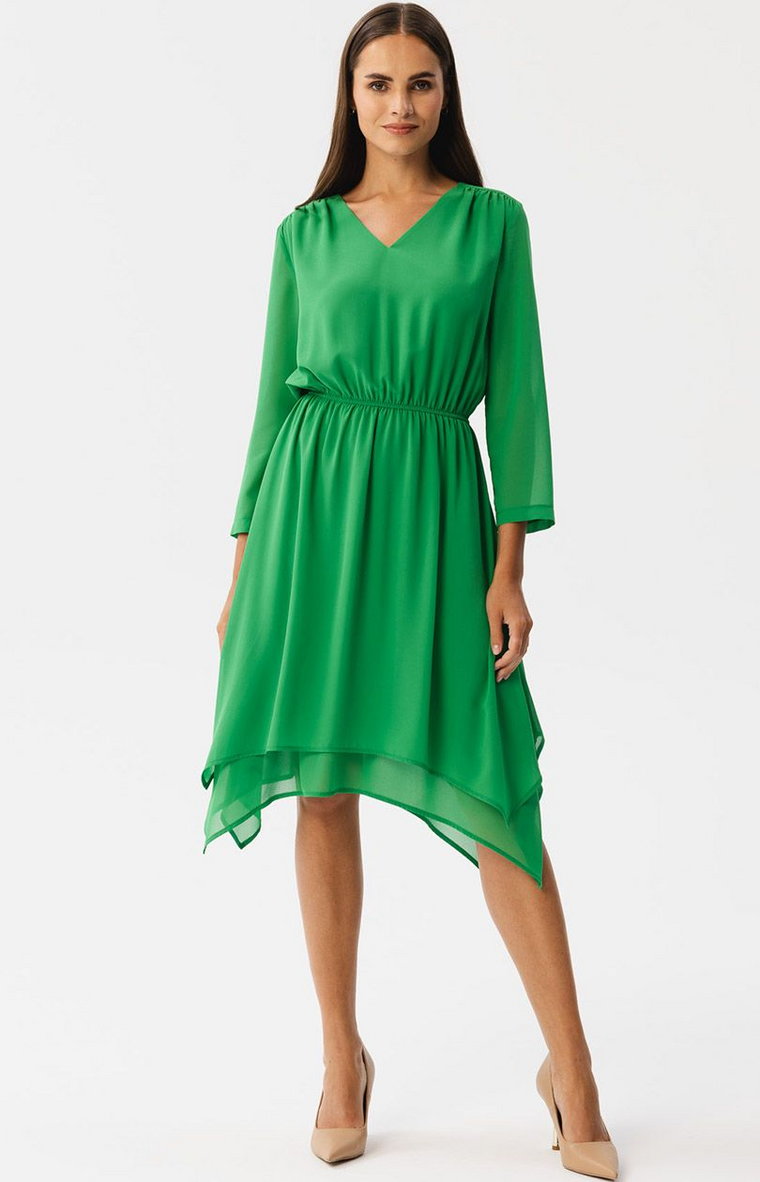 Sukienka warstwowa szyfonowa w soczystej zieleni S354, Kolor zielony, Rozmiar S, Stylove