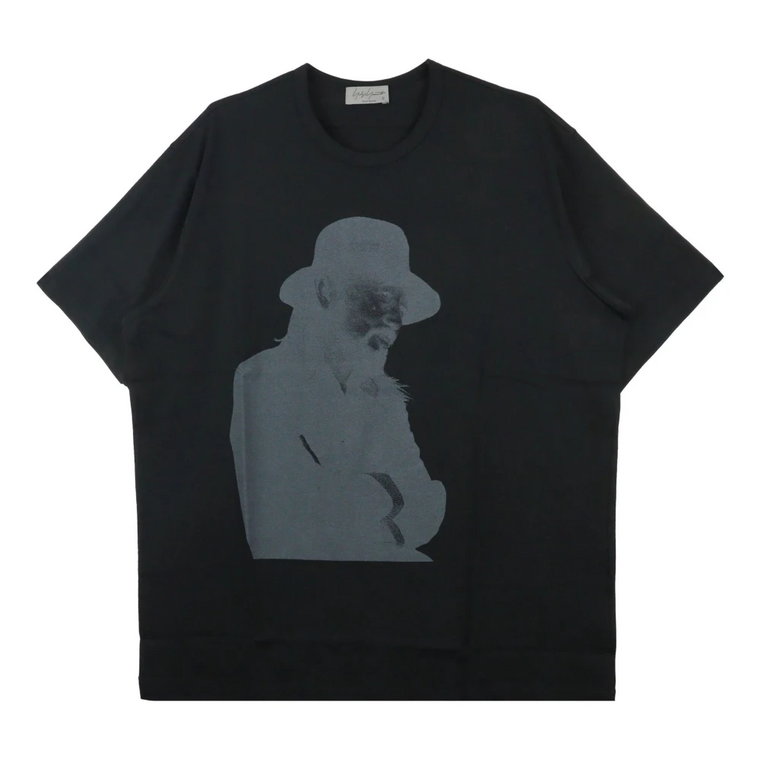 Czarna Koszulka z Grafiką z Bawełny Yohji Yamamoto