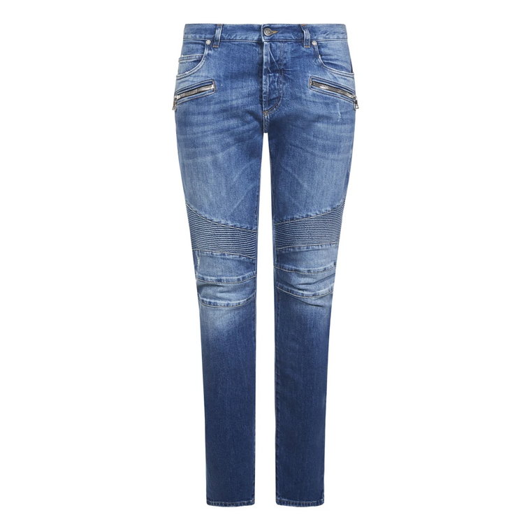 Stylowe niebieskie jeansy Slim-Fit dla mężczyzn Balmain
