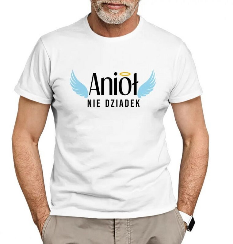 Anioł, nie dziadek - męska koszulka z nadrukiem