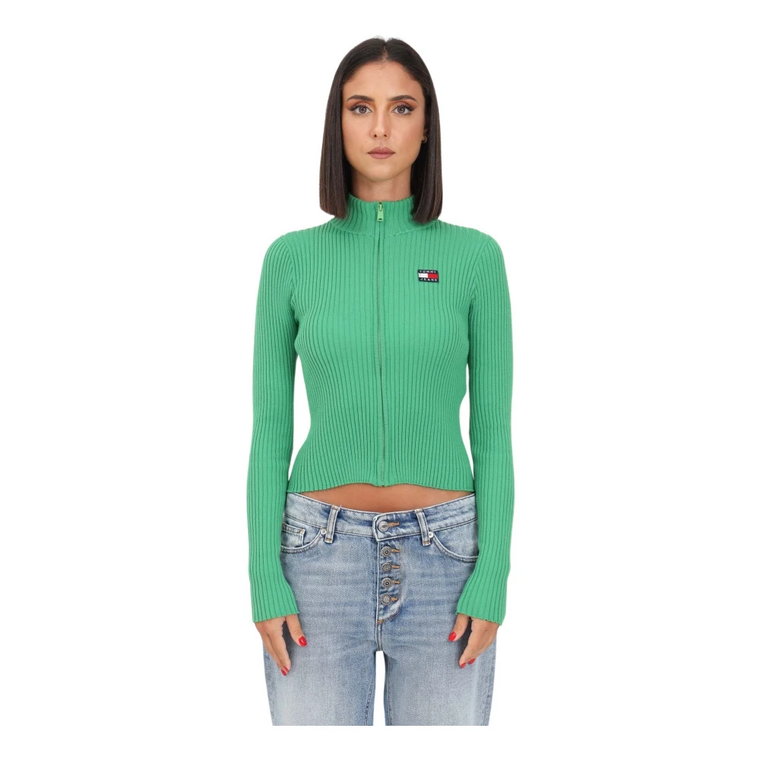 Zielony sweter damski z naszywką logo Tommy Jeans