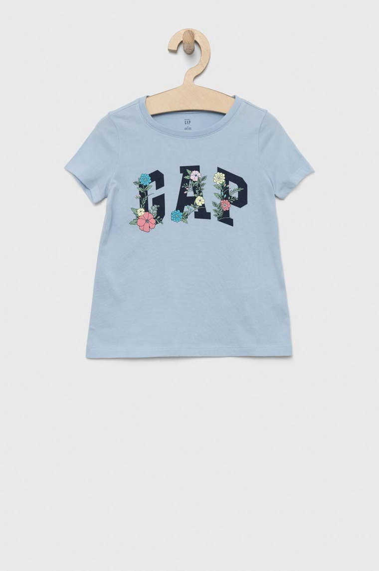 GAP t-shirt bawełniany dziecięcy kolor niebieski