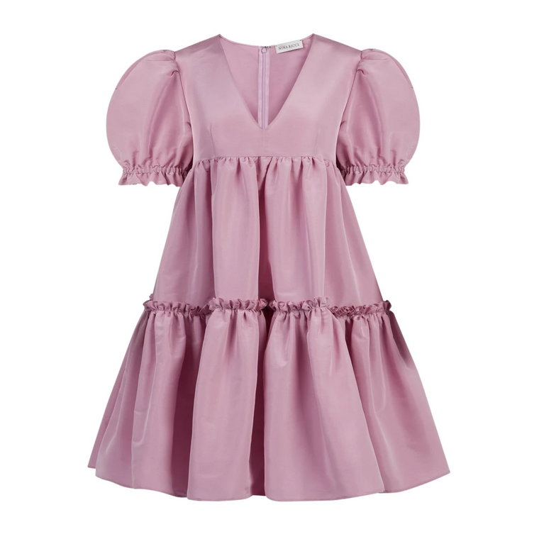 Ciemnoróżowa Sukienka Babydoll z Tafty Nina Ricci