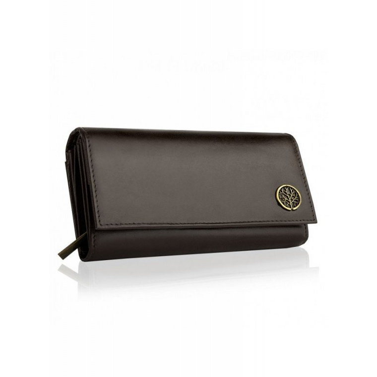 Skórzany portfel damski z RFID, BETLEWSKI, brązowy