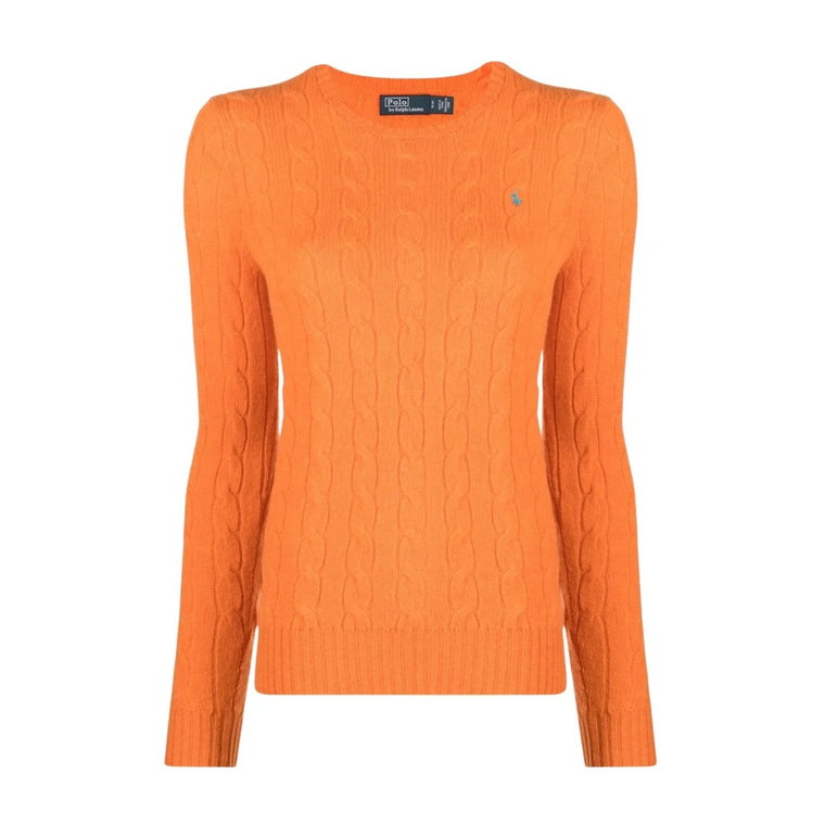 Pomarańczowy Sweter z Okrągłym Dekoltem dla Kobiet Polo Ralph Lauren