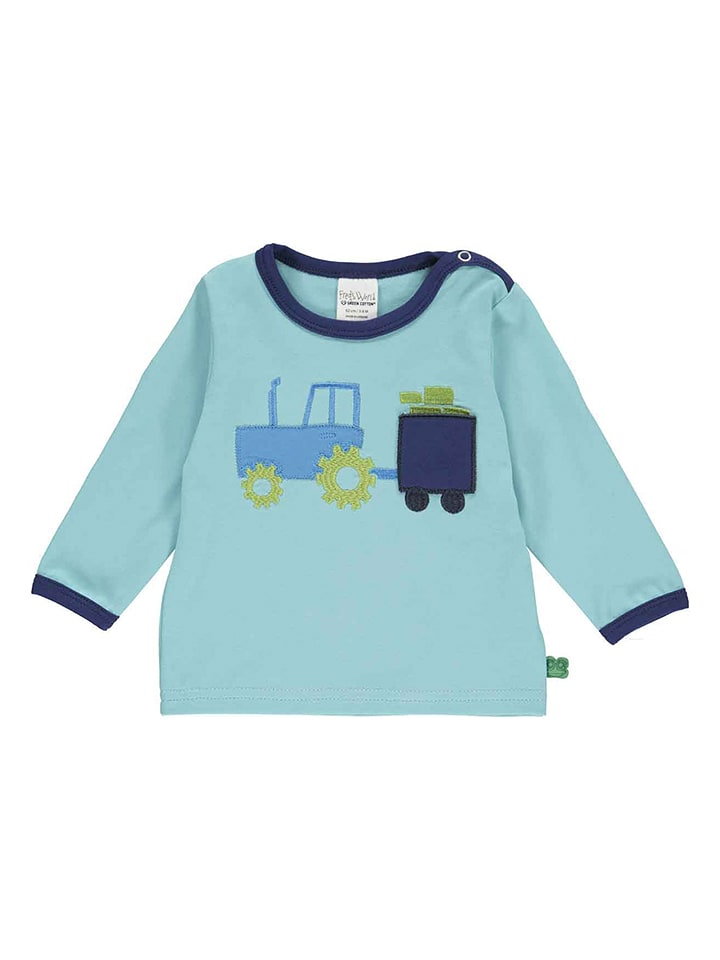 Freds World by GREEN COTTON Koszulka "Tractor" w kolorze błękitnym