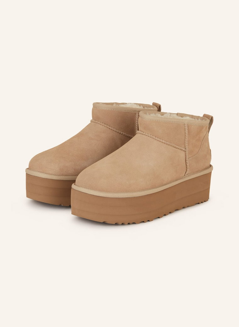 Ugg Botki Na Platformie Classic Ultra Mini Platform beige