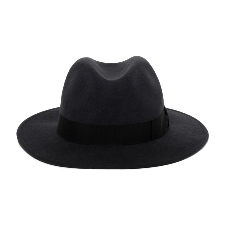 Czarny kapelusz Fedora z wstążką Borsalino