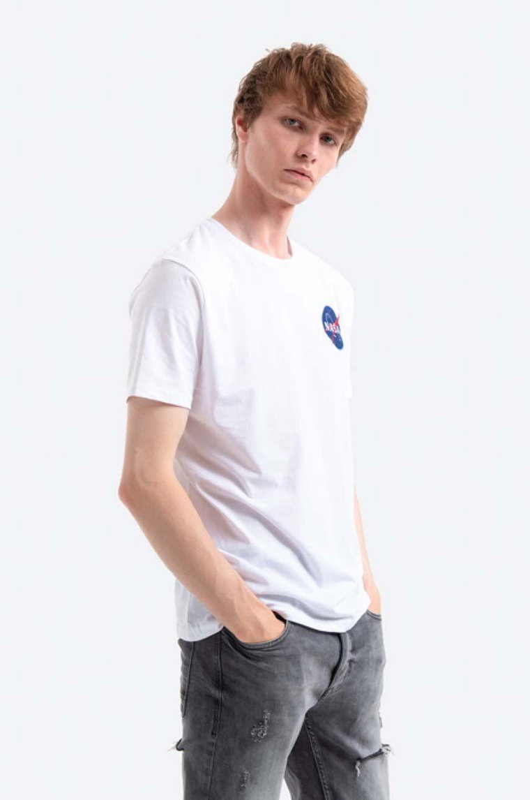 Alpha Industries t-shirt bawełniany Space Shuttle T kolor biały z nadrukiem 176507.09