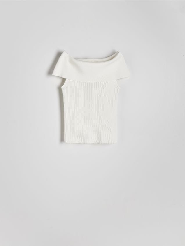 Reserved - Dzianinowa bluzka z wiskozą - złamana biel