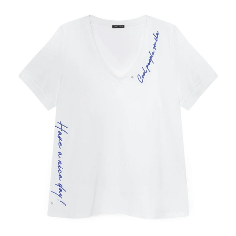 T-shirt z haftowanym napisem i kryształkami Fiorella Rubino
