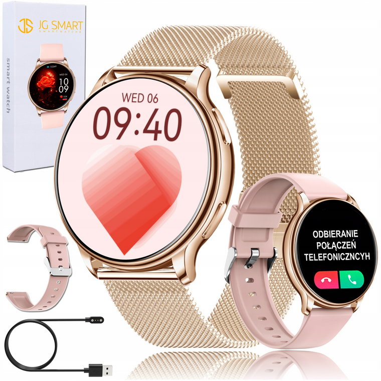 Smartwatch Zegarek Damski Polskie Menu Rozmowy Ciśnienie 2 Paski