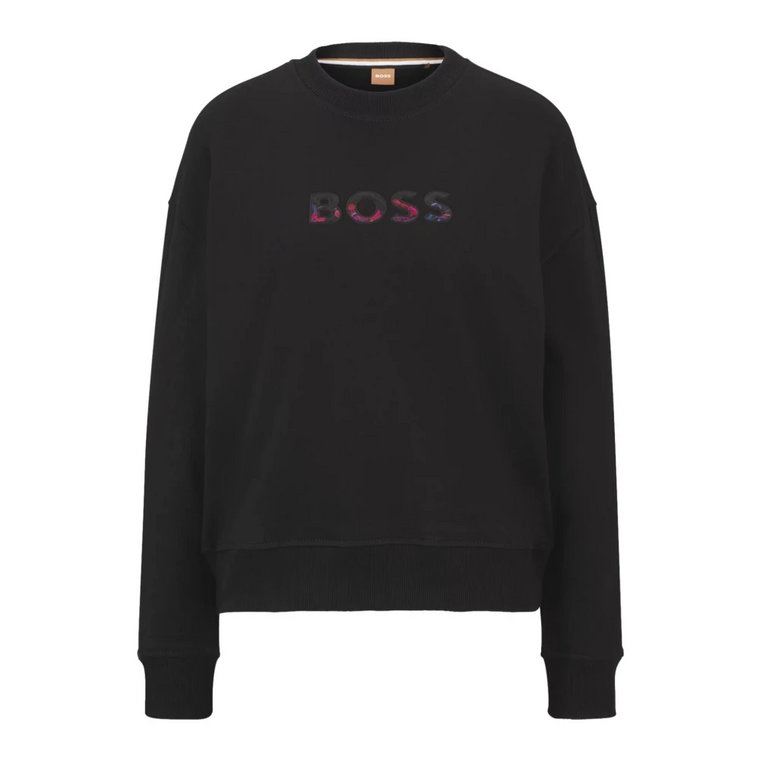 Luźny sweter z mieszanki bawełny z logo Hugo Boss