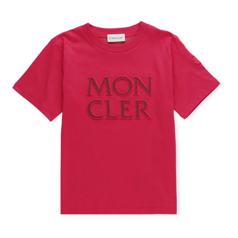 Różowa Bawełniana Koszulka dla Dziewczynek Moncler