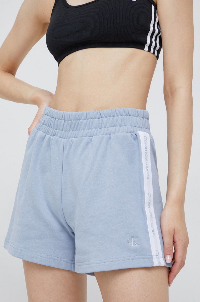 Calvin Klein Jeans szorty bawełniane J20J218964.9BYY damskie z aplikacją high waist