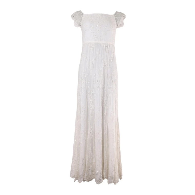 Alice + Olivia Aurelia Embellished Gown in White Nylon Alice + Olivia