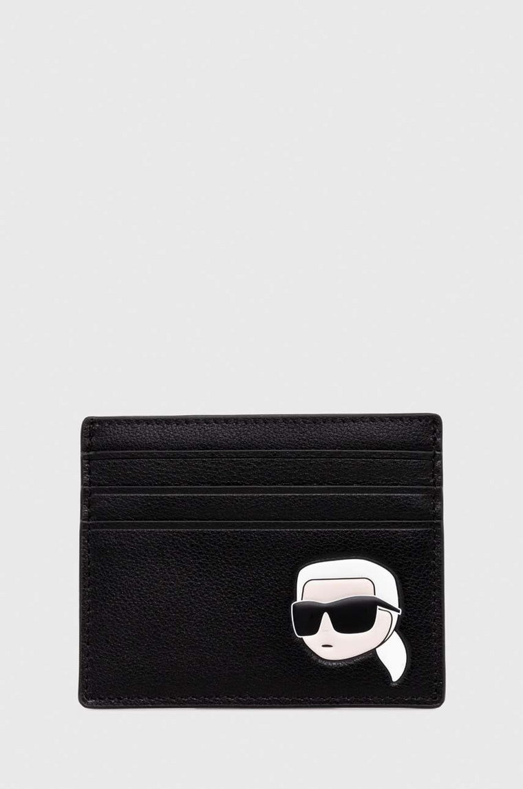 Karl Lagerfeld etui na karty skórzane kolor czarny