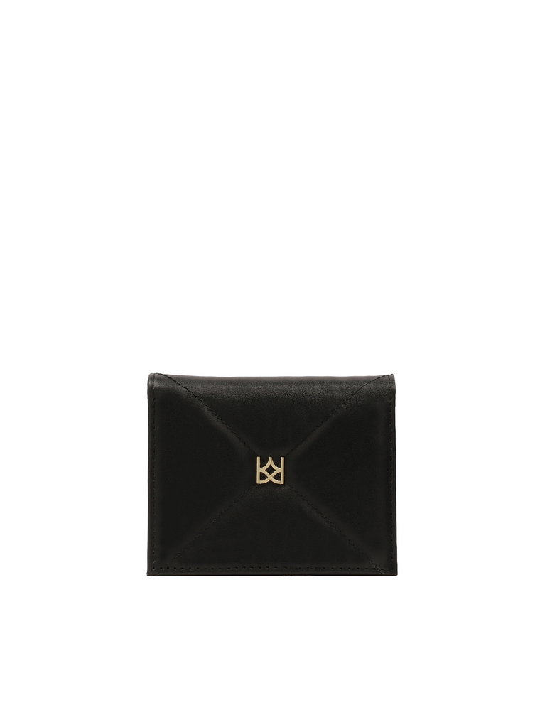 Czarny portfel o regularnym kształcie