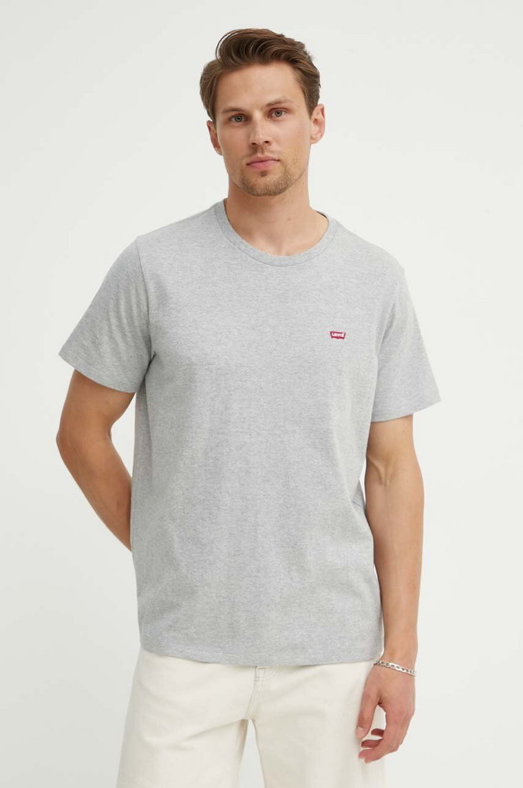 Levi's t-shirt bawełniany męski kolor szary gładki