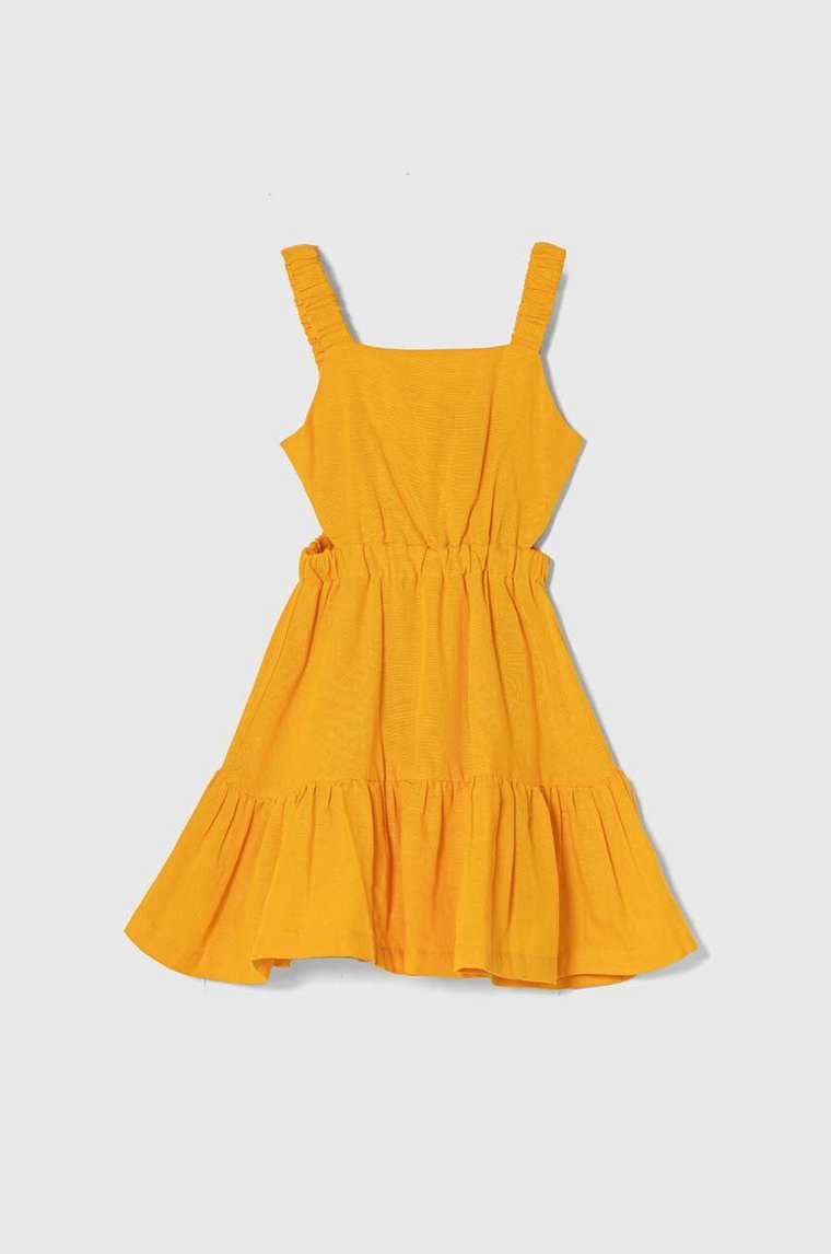 zippy sukienka z domieszką lnu kolor pomarańczowy mini rozkloszowana
