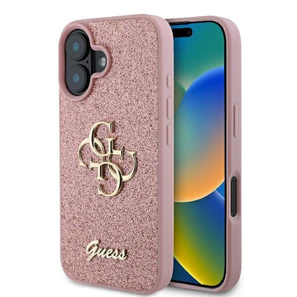 Guess GUHCP16SHG4SGP iPhone 16 6.1" różowy/pink hardcase Fixed Glitter Big 4G