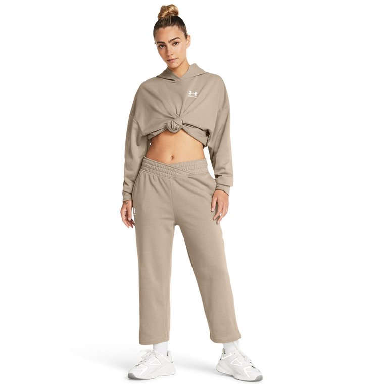 Damskie spodnie dresowe Under Armour UA Rival Terry Crop Wide Leg - brązowe