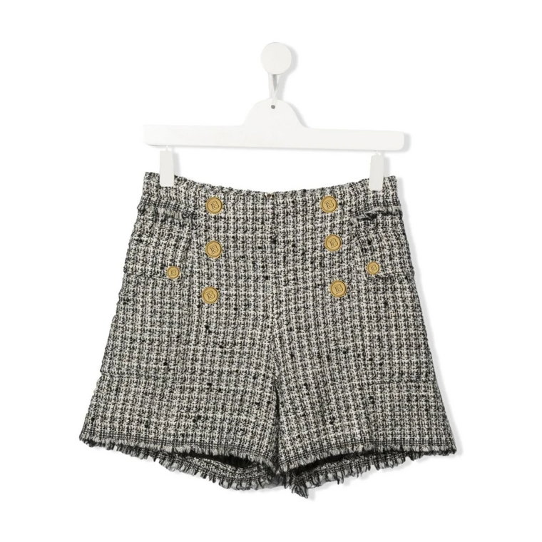 Stylowe Frayed Shorts z detalami z Tweedu Balmain