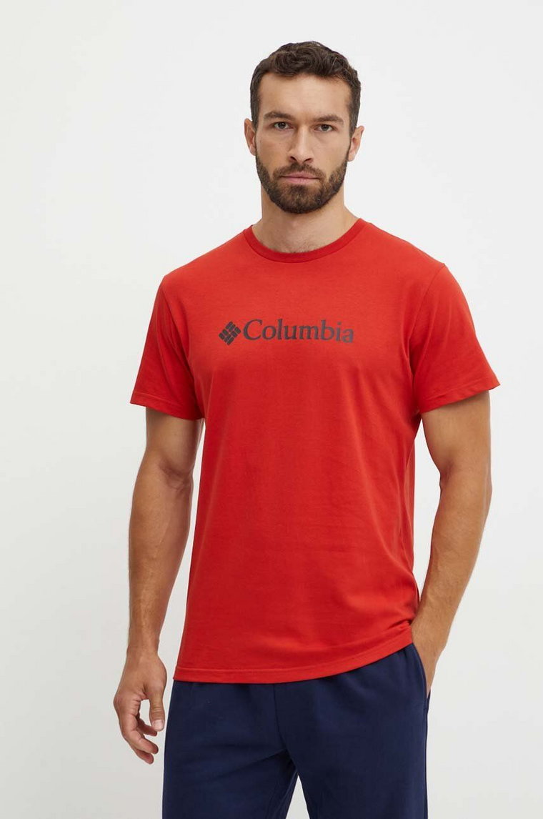 Columbia t-shirt męski kolor czerwony z nadrukiem