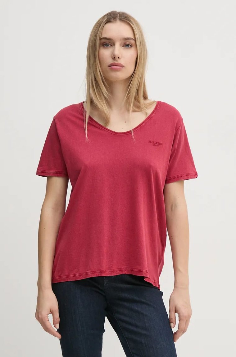 Pepe Jeans t-shirt FABIANA damski kolor czerwony PL505953