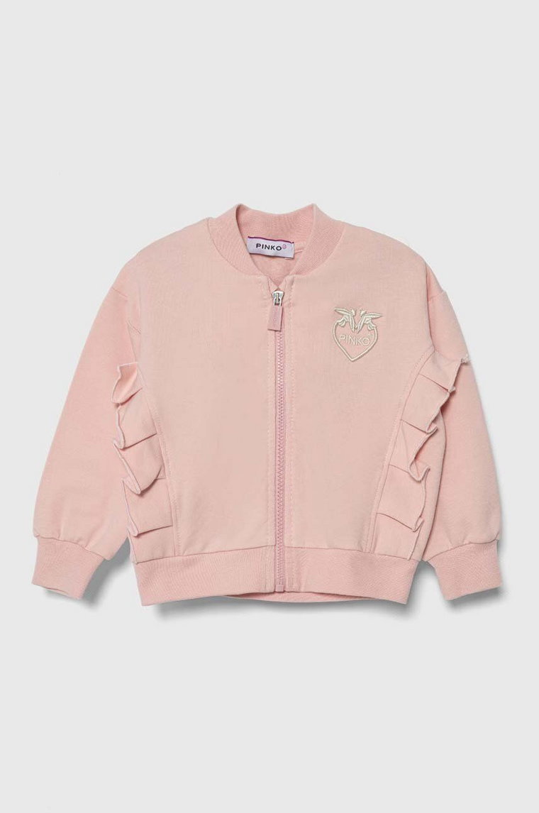 Pinko Up bluza dziecięca kolor różowy z kapturem z aplikacją