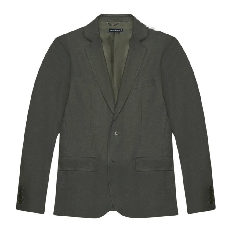 Zielony Linen-Blend Blazer Button-Front Antony Morato