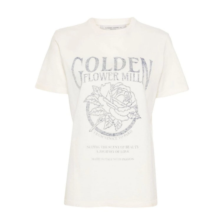 Zniszczone Logo Print T-shirty i Pola Golden Goose