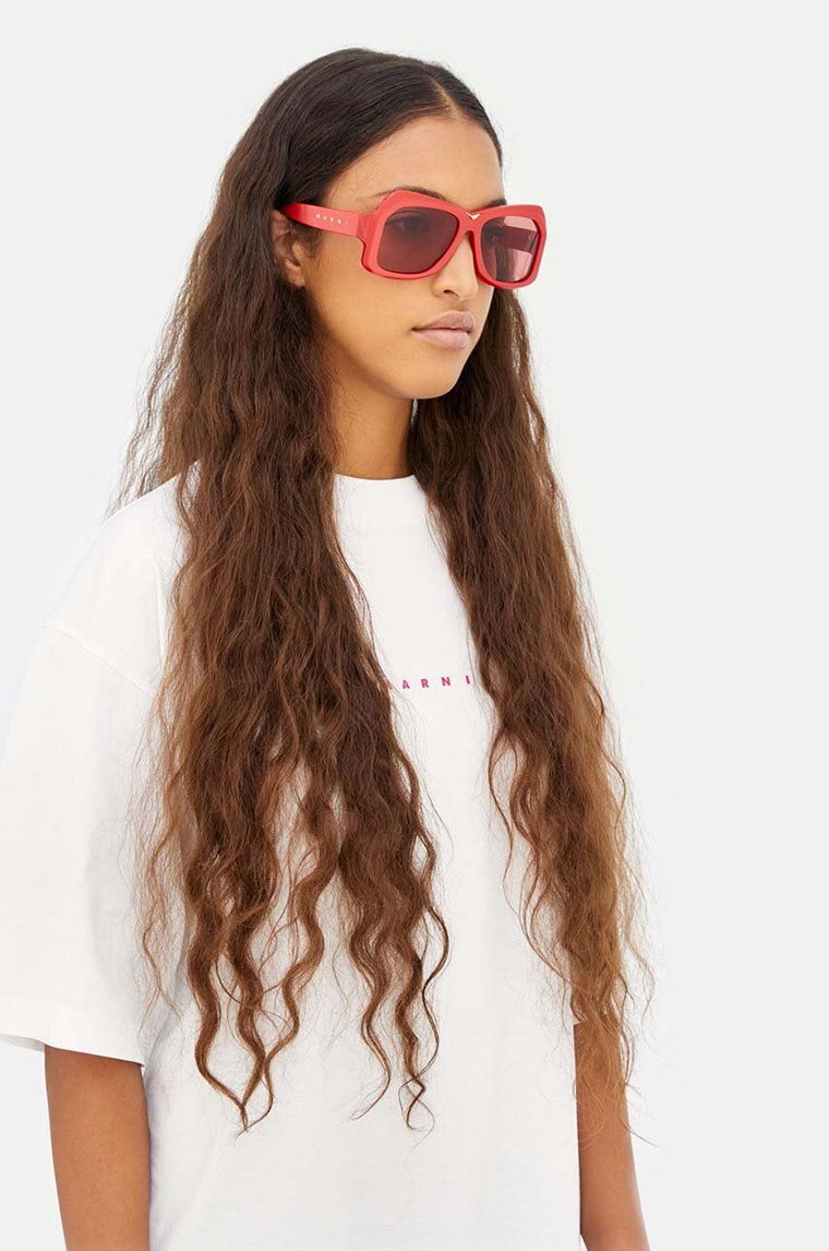 Marni okulary przeciwsłoneczne Tiznit Metallic Cherry damskie kolor czerwony EYMRN00056.003.K06