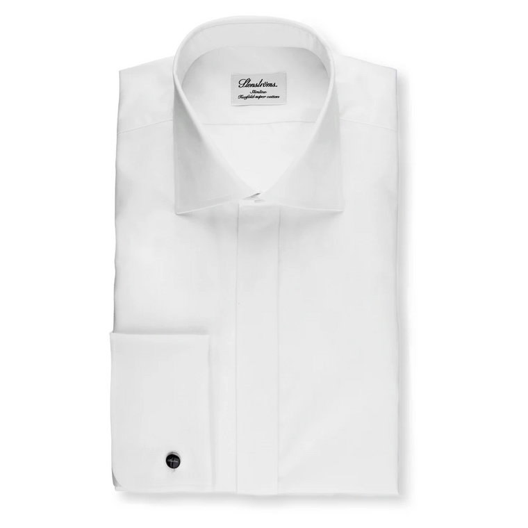 Koszule Formalne - Klasyczna Biała Koszula z Mankietami i Średnio Wyciętym Kołnierzem Stenströms