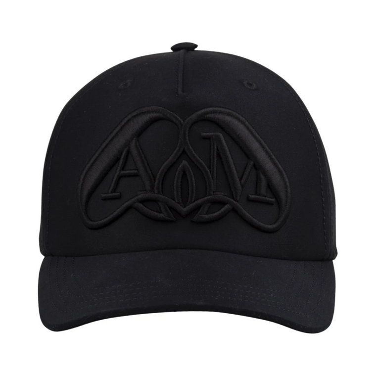 Czarna bawełniana czapka baseballowa z haftem pieczęci Alexander McQueen