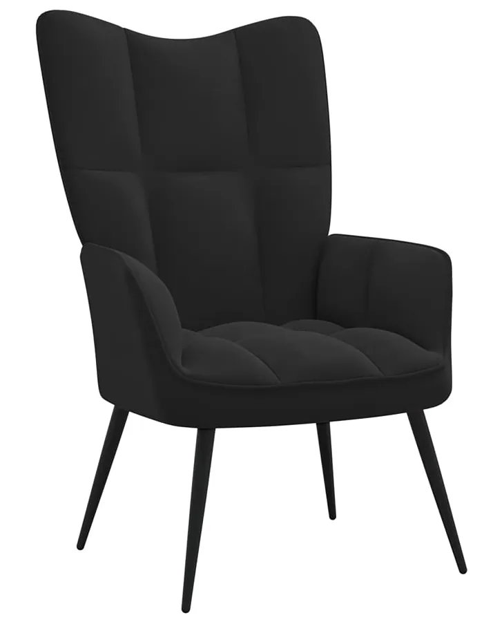Czarny welurowy fotel wypoczynkowy - Verpio