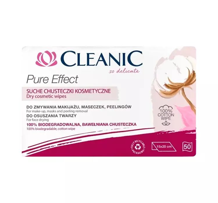 CLEANIC PURE EFFECT SUCHE CHUSTECZKI KOSMETYCZNE 50 SZTUK