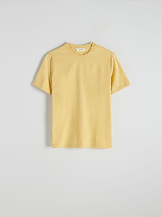Reserved - Bawełniany t-shirt regular - żółty