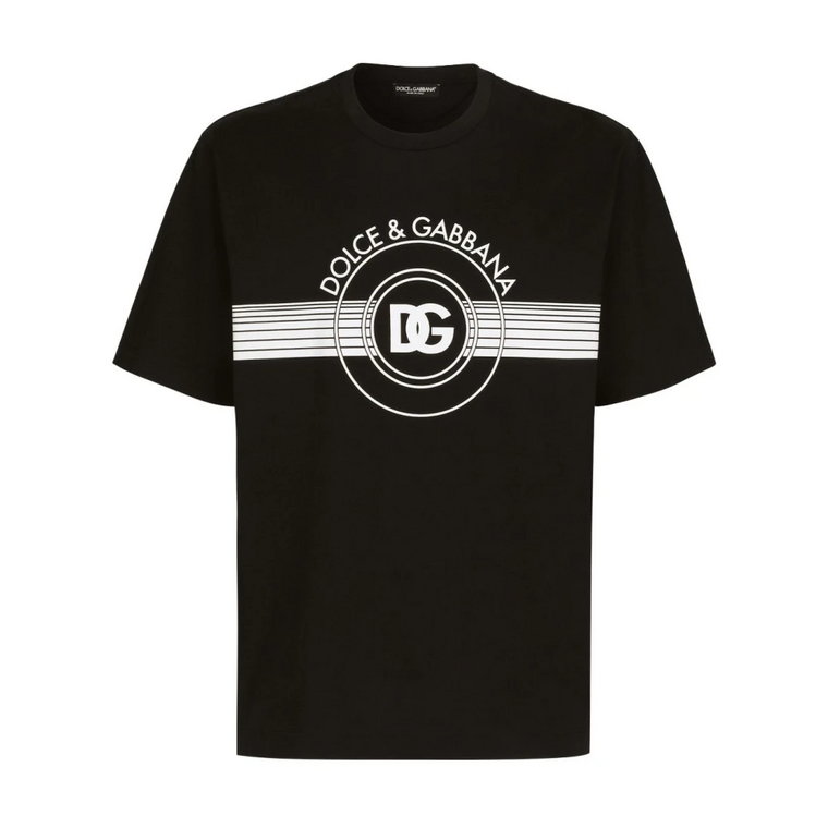 Czarna koszulka z logo z bawełny Dolce & Gabbana