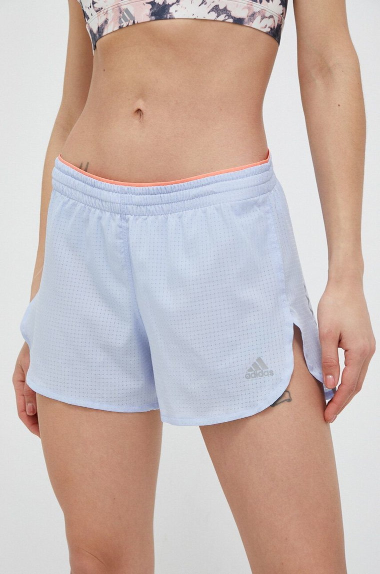 adidas Performance szorty do biegania Fast kolor niebieski gładkie medium waist