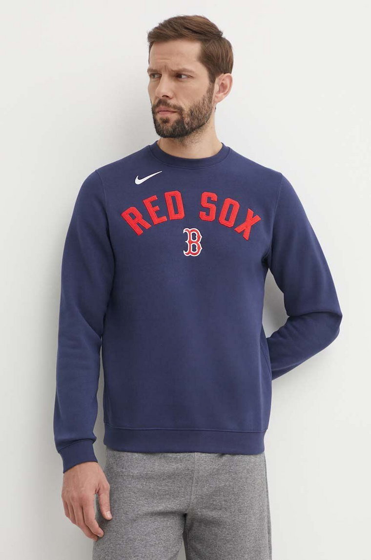 Nike bluza Boston Red Sox męska kolor granatowy z aplikacją