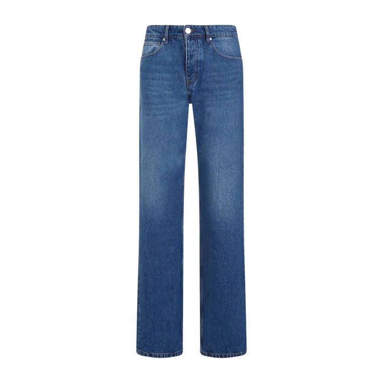 Klasyczne Dopasowanie Niebieskie Jeansy z Bawełny Ami Paris