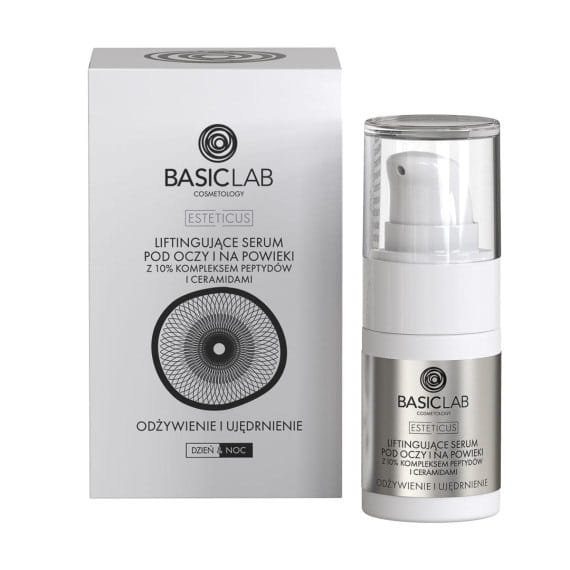 BASICLAB Cosmetology Liftingujące Serum Pod Oczy i Na Powieki z 10% Kompleksem Peptydów i Ceramidami -15ml