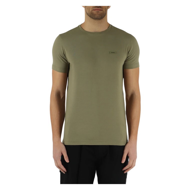 T-shirt Slim Fit z Elastycznym Bawełnianym Materiałem i Przodem z Logo Calvin Klein