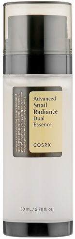 Podwójna esencja do twarzy Cosrx Advanced Snail Radiance Dual Essence z mucyną ślimaka i niacynamidem 80 ml (8809598452053). Serum do twarzy